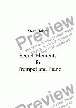 page one of Secret Elements for Trumpet and Piano