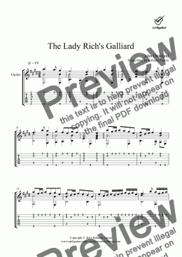 page one of The Lady Rich’s Galliard for solo guitar