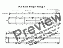 page one of Für Elise Boogie Woogie for Bb Tenor Saxophone & Piano (Keith Terrett Jazz for Wind Series)