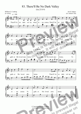 page one of There'll Be No Dark Valley - Easy Piano 83