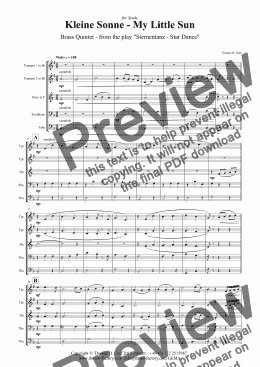page one of Kleine Sonne - My little sun - Waltz - Brass Quintet