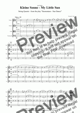page one of Kleine Sonne - My little sun - Waltz - String Quartet