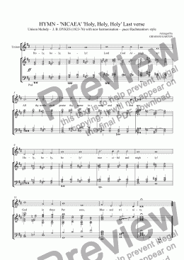 page one of HYMN - ’NICAEA’ ’Holy, Holy, Holy’ Last verse Unison melody - J. B. DYKES (1823-1876) with new harmonisation -quasi Rachmaninov stlye