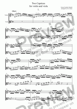 page one of Handel - TWO CA5.95S - for violin and viola