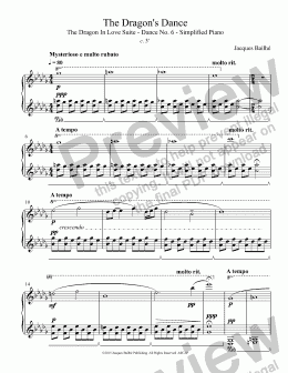 page one of The Dragon’s Dance - beginner piano from The Dragon In Love Suite Dance No. 7