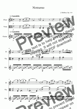 page one of J. Küffner, Notturno op. 110 (Flute, Viola, Guitar)