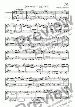 page one of Haydn Quartet no. 41 (op. 33/5) arr. clarinet and cor anglais