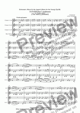 page one of Schumann: Album für die Jugend (Album for the Young) (Op.68)  10.Fröhlicher Landmann  (The merry peasant) arr.clarinet quartet