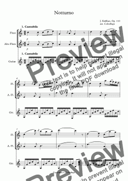 page one of J. Küffner, Notturno op. 110 (Flute, Alto Flute, Guitar)
