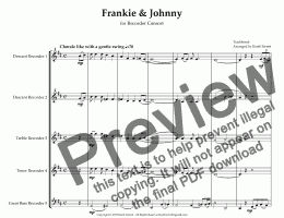 page one of Frankie & Johnny for Recorder Consort