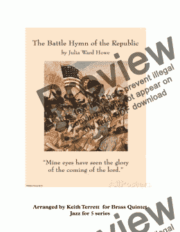 page one of Battle Hymn of the Republic ’’Mine Eyes Have Seen the Glory’’ for Brass Quintet