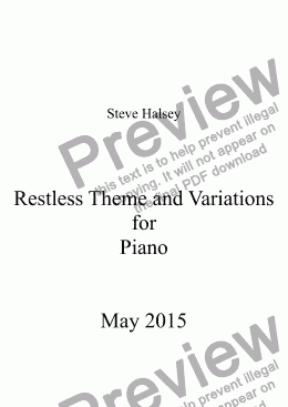 page one of Restless Theme and Variations for Piano