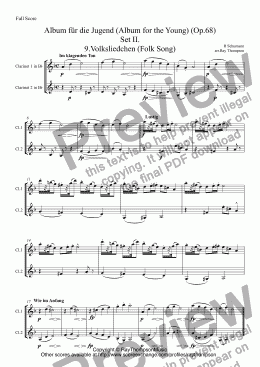 page one of Schumann: Album für die Jugend (Album for the Young) (Op.68)  Set II. 9.10.11.13.15.16.17.18 arr.clarinet duet