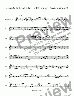 page one of Ai wo Mitsuketa Basho (B-flat Trumpet) (non-transposed)