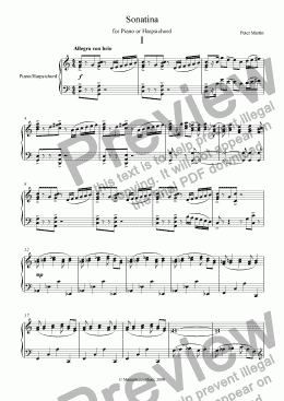 page one of Sonatina for Piano