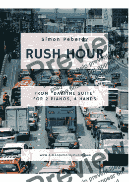 page one of Rush Hour for 2 pianos 4 hands by Simon Peberdy, from Daytime Suite 