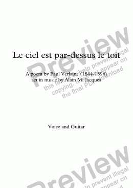 page one of Le ciel est par-dessus le toit (A. Jacques / Verlaine) - original version