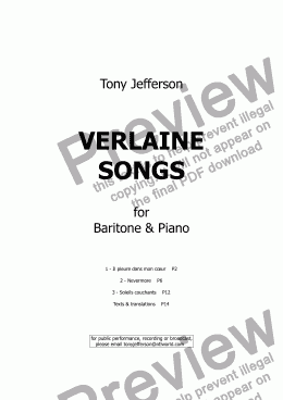 page one of Verlaine Songs