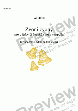page one of ZVONÍ ZVONY (Christmas Bells) pro dětský či ženský sbor a cappella  (Czech words) 