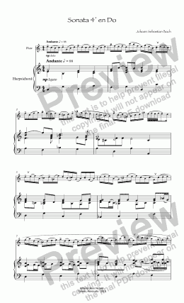 page one of Bach Sonata 4° for flute en Do
