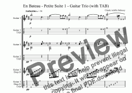 page one of En Bateau - Petite Suite 1 - Guitar Trio (with TAB)