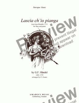 page one of Aria, Lascia ch’io pianga for flute and piano