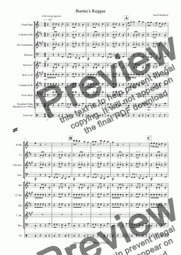 page one of Burnie’s Reggae for School Wind Band