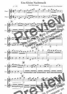 page one of Eine Kleine Nachtmusik (1st movement) for Flute Duet