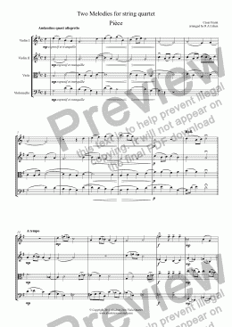 page one of Frank - TWO MELODIES - for string quartet