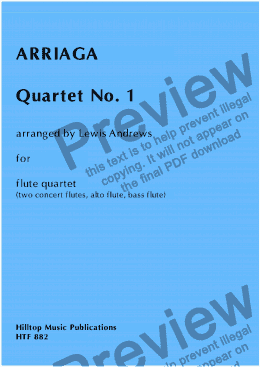 page one of Arriaga 1st. Quartet arr. flute quartet