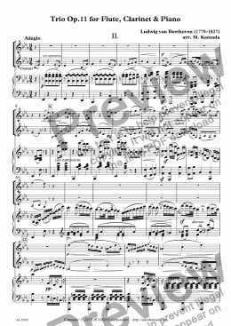 page one of Adagio from Trio Op.11 for Flute, Clarinet & Piano
