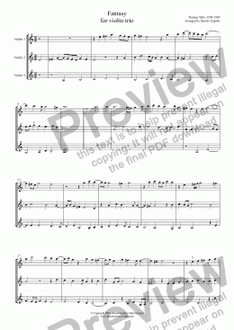 page one of Tallis - FANTASY - for violin trio