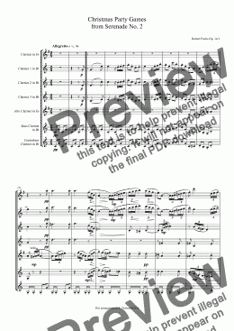 page one of Fuchs - Op 14/1, (Christmas) Party Games  from Serenade No. 2. for Clarinet Choir