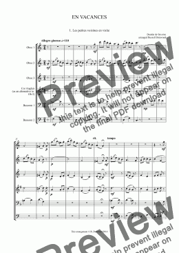 page one of Severac - Les Petite Voisines from En Vacances for double reed choir