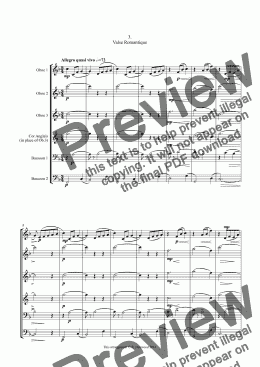 page one of Severac - Valse romantique for double reed ensemble (with optional cor anglais part  for Ob.3).