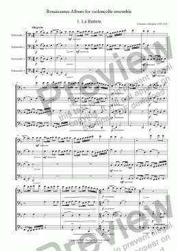 page one of RENAISSANCE ALBUM - for violoncello ensemble