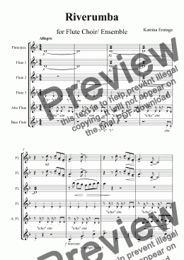 page one of Riverumba for flute choir