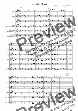 page one of Hallelujah Chorus for Flute Quartet