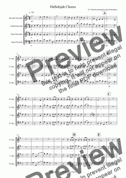 page one of Hallelujah Chorus for Recorder Quartet