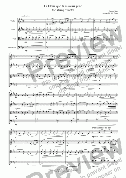 page one of Bizet - FLOWER SONG - for string quartet