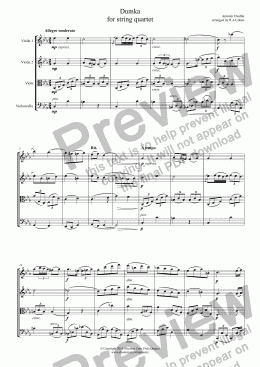 page one of Dvořák - DUMKA - for string quartet