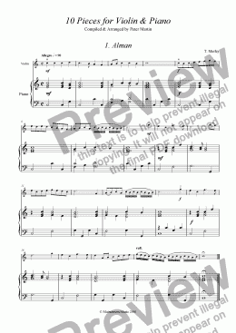 page one of 10 Pieces for Violin & Piano