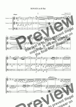 page one of Mozart - K570 Sonata for 2 Bb Clarinets and Bassoon