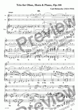 page one of Adagio from Trio for Oboe, Horn & Piano, Op.188