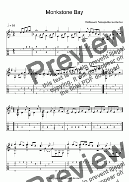 page one of Monkstone Bay for Classical Guitar by Ian Buxton