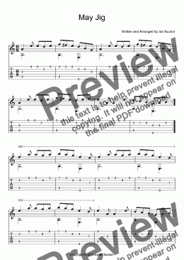 page one of May Jig for Classical Guitar by Ian Buxton