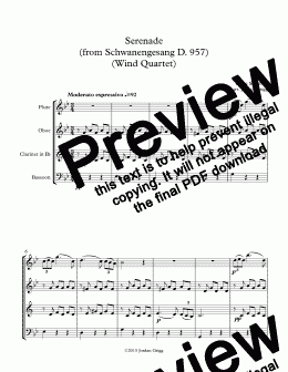 page one of Serenade (from Schwanengesang D. 957) (Wind Quartet)