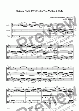 page one of Sinfonia No.10 BWV.796 for Two Violins & Viola