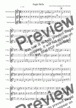 page one of Jingle Bells (jazzy style!) for Recorder Trio
