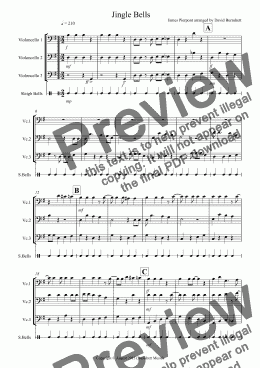 page one of Jingle Bells (jazzy style!) for Cello Trio